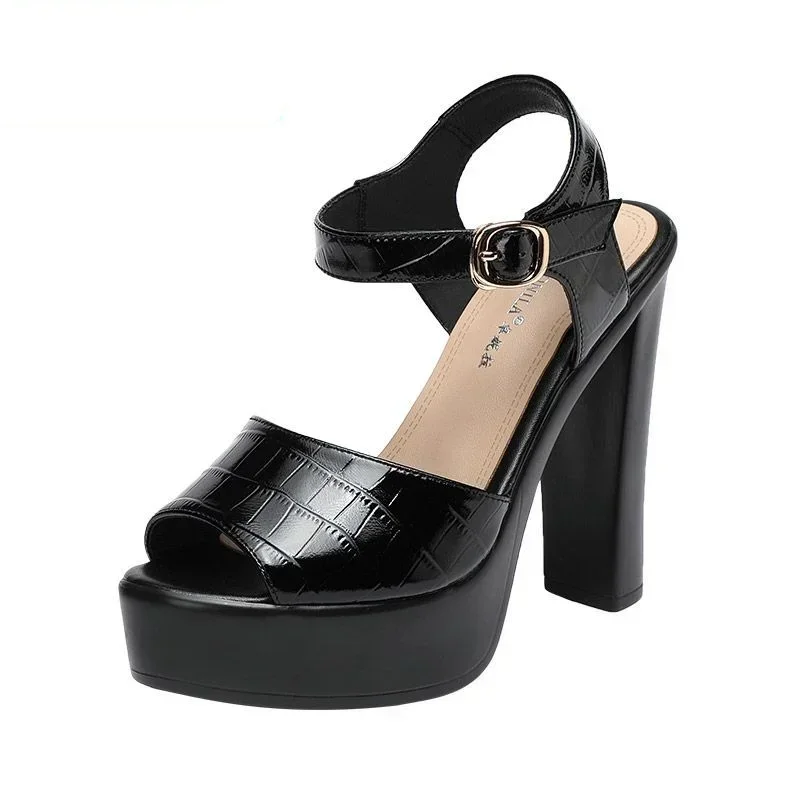 Building Blocks - Sandalias de cuero genuino de 10cm
