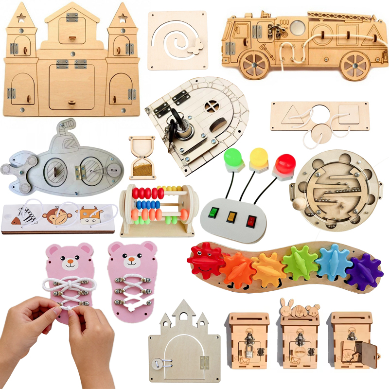 Tablero de actividades Montess - Montessori Wooden Busy Board Toddler reseña y precio