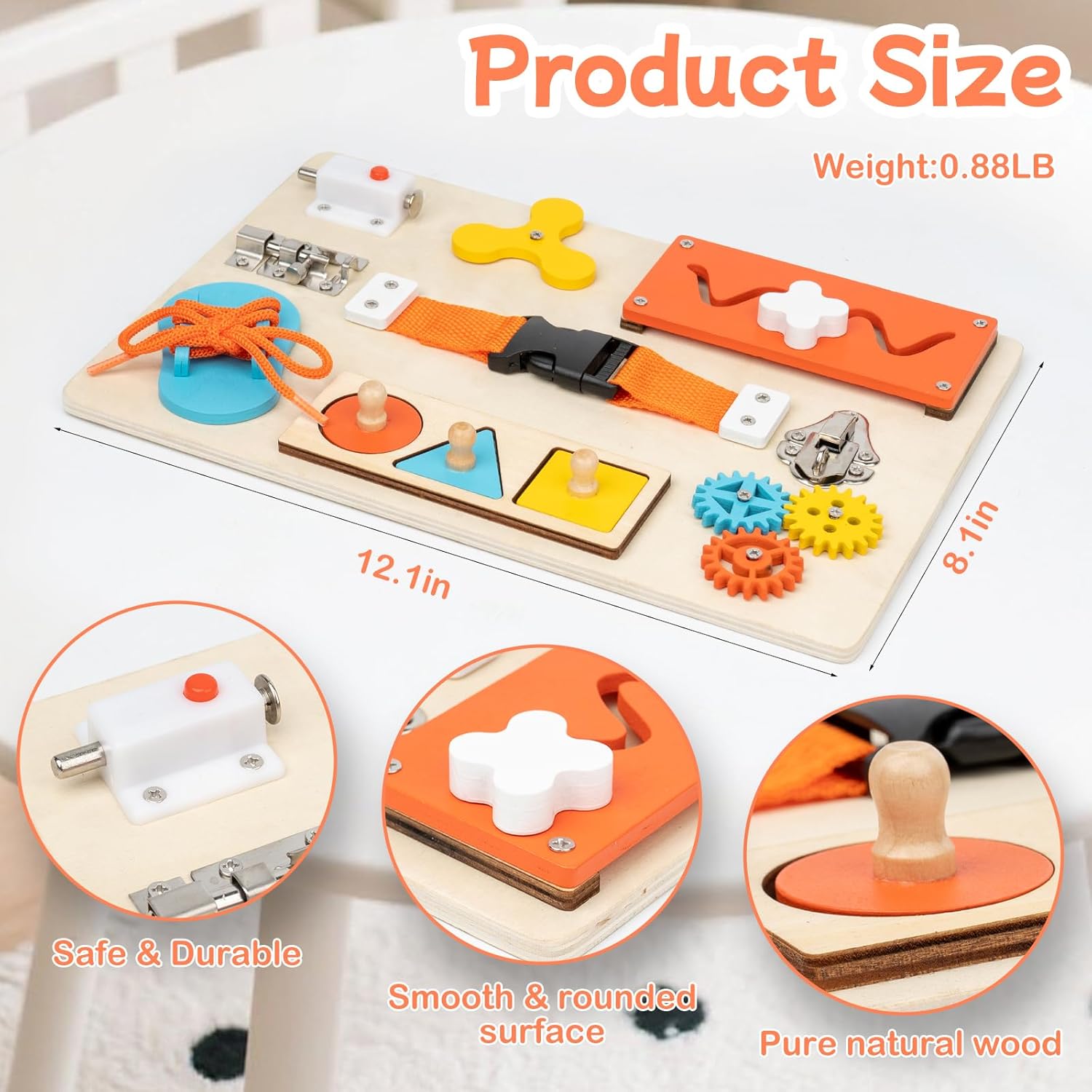 Tablero ocupado Montessori par - Montessori Wooden Busy Board Toddler reseña y precio