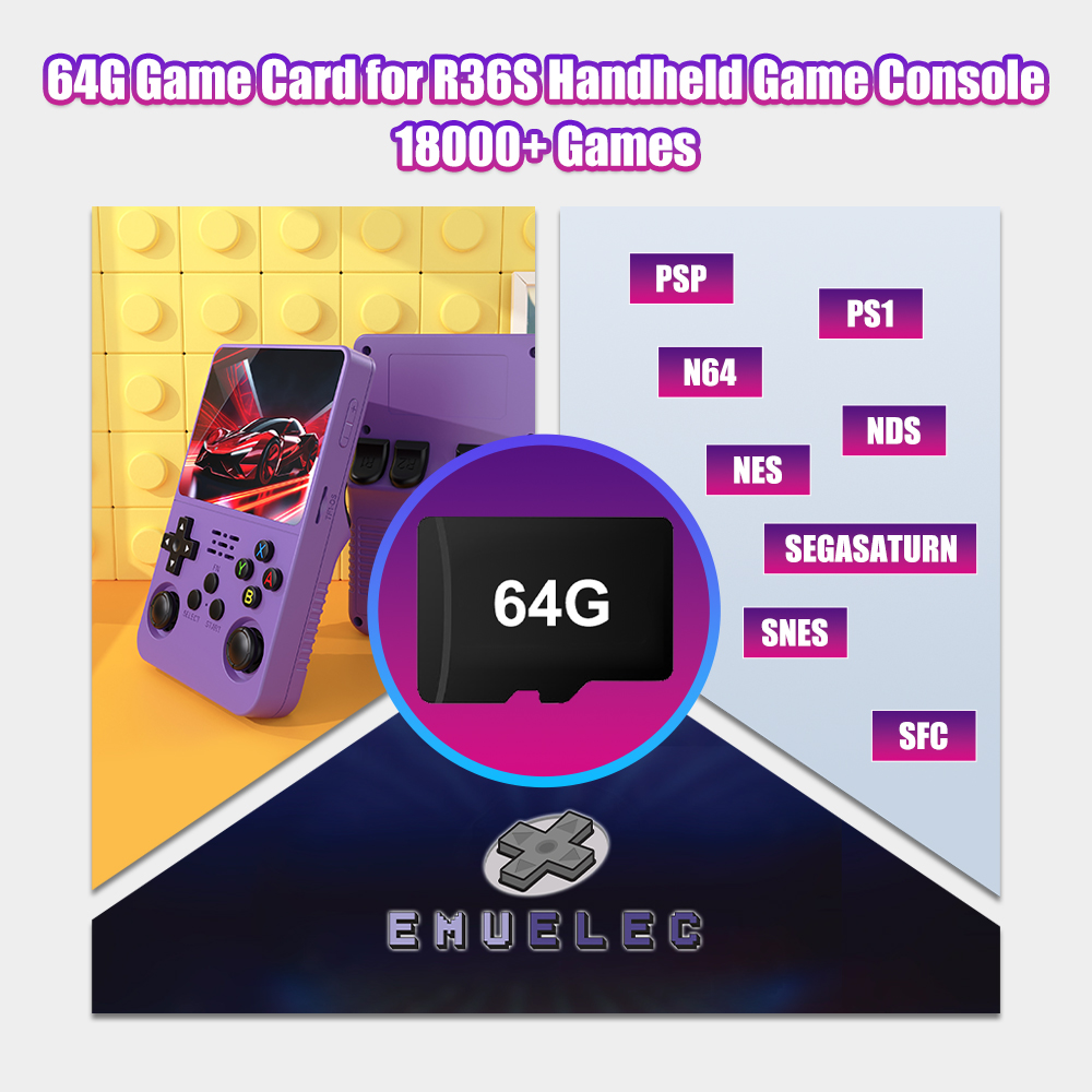 Tarjeta TF de juego de 64G par - Retro Handheld Game Console R36S reseña y precio